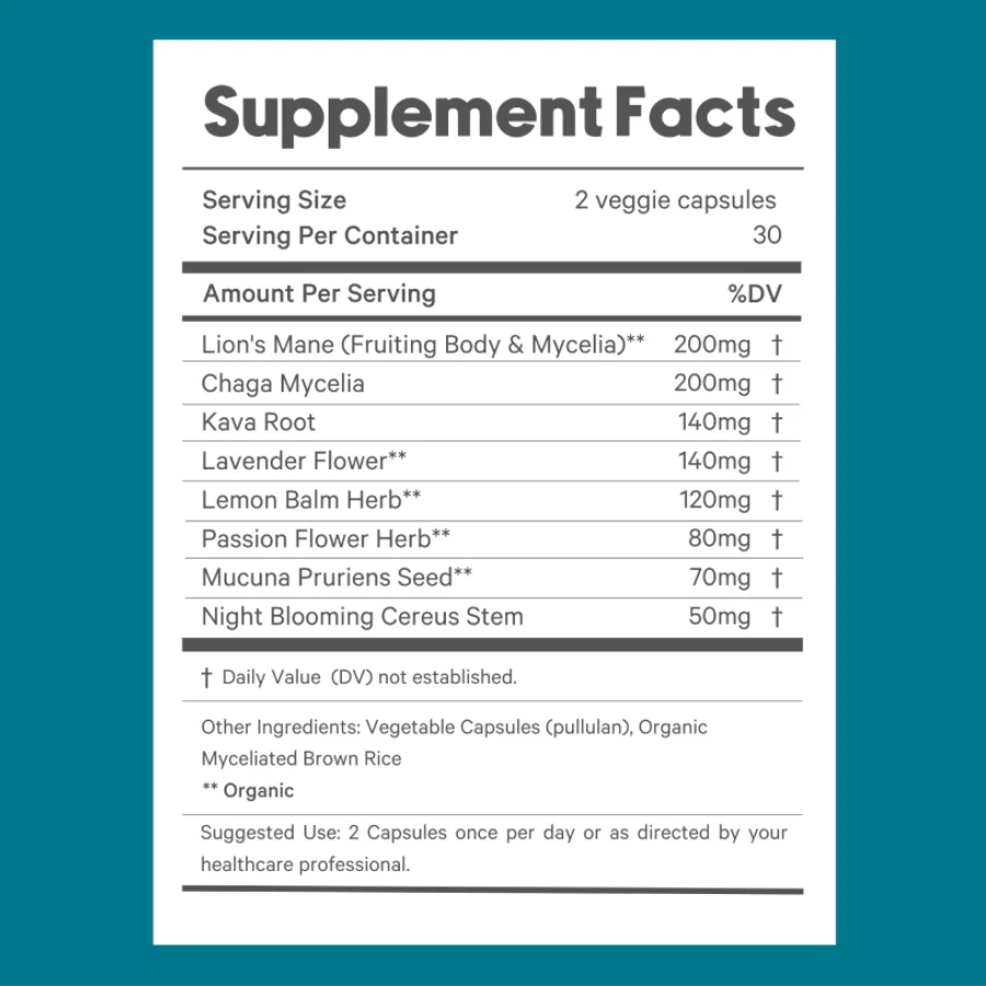 Adaptogen Calm Support Supplement Vitality Support tastermonial sale  ingredients Supplement Facts 