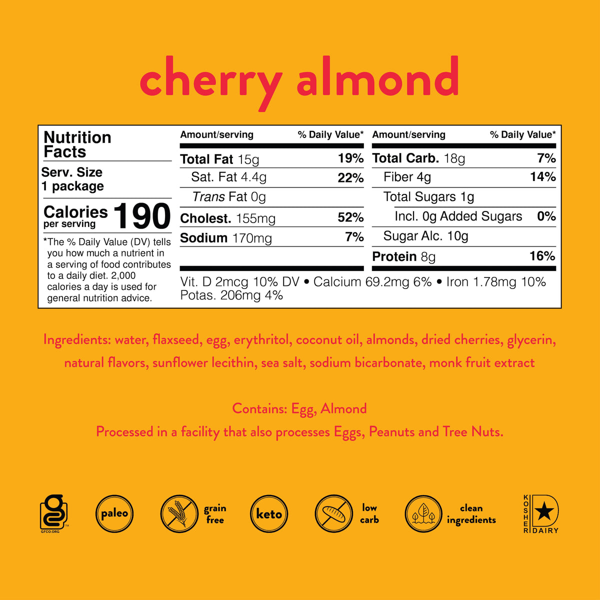 [Nush] Low Carb Cherry Almond Cake | 2.1oz | 1 Cake