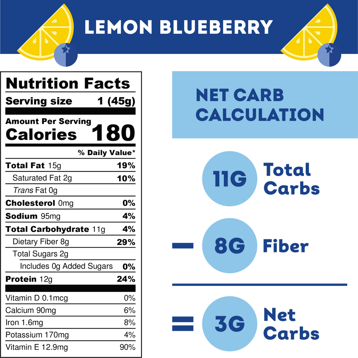 [IQ Bar] Lemon Blueberry | 1.6oz | 1 Bar