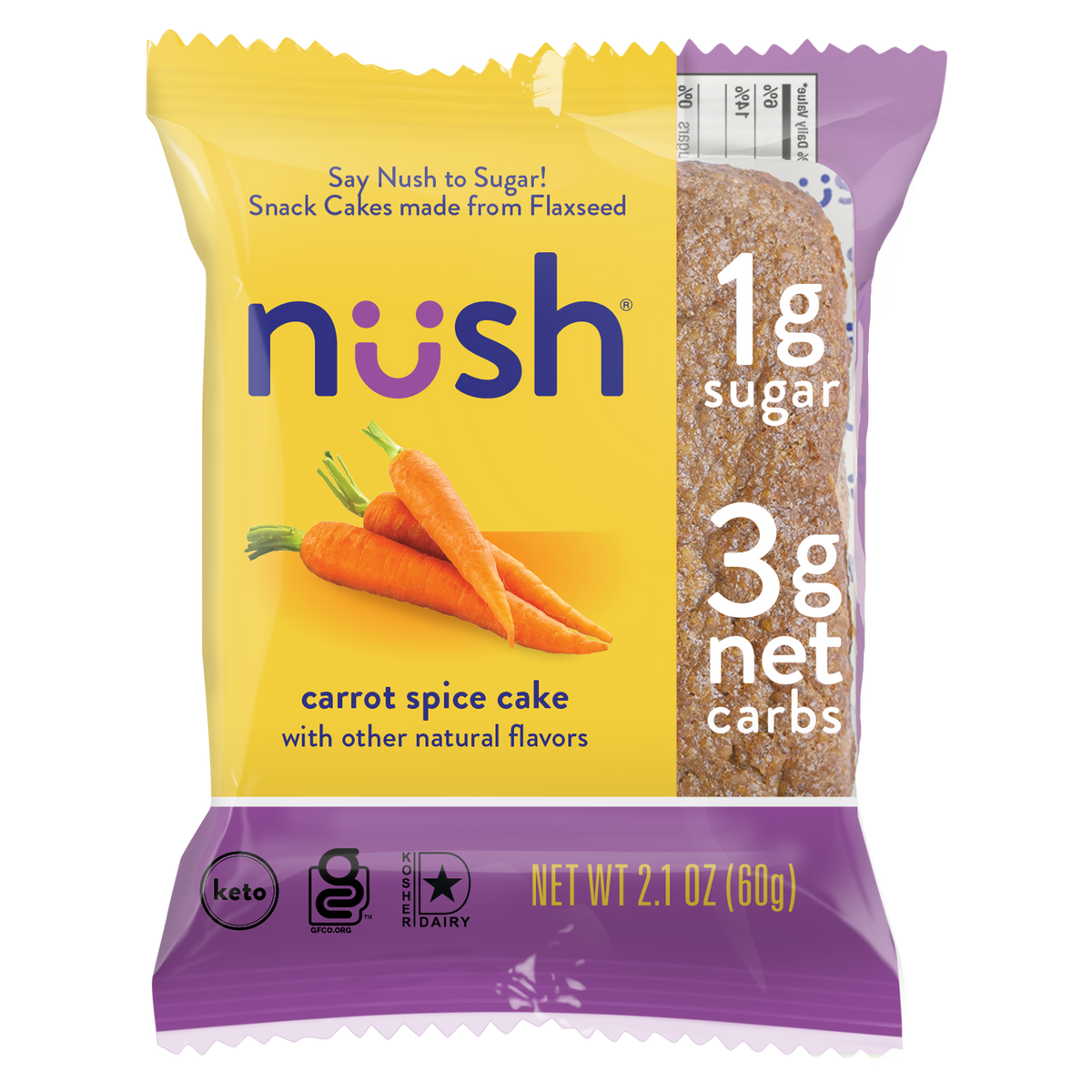 [Nush] Low-Carb Carrot Spice Cake | 2.1oz | 1 Cake