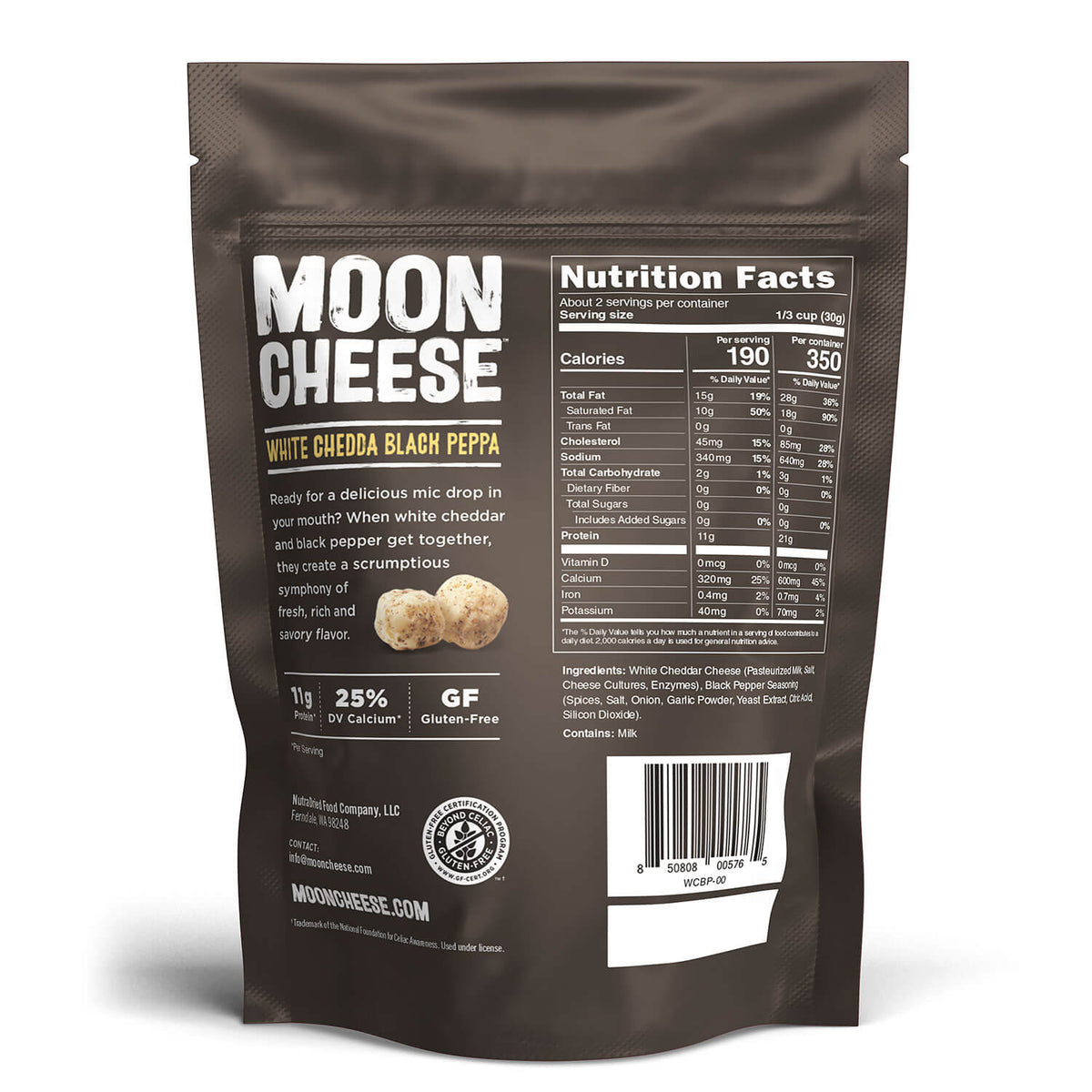 [Moon Cheese] White Chedda Black Peppa I 2oz Bag I 9 Pack exclusive at