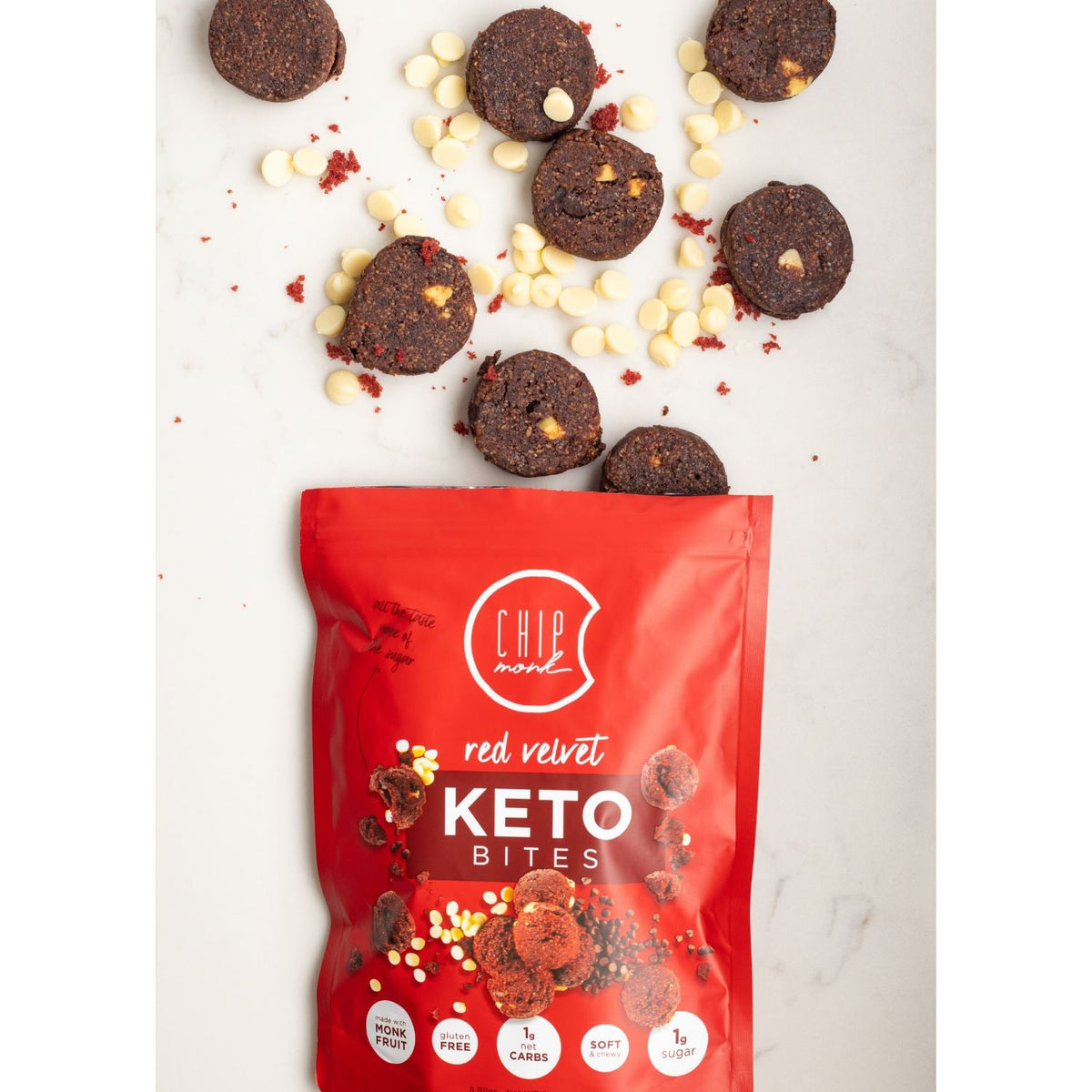 [ChipMonk Baking] Red Velvet Keto Cookie Bites | 6oz | 1 Bag