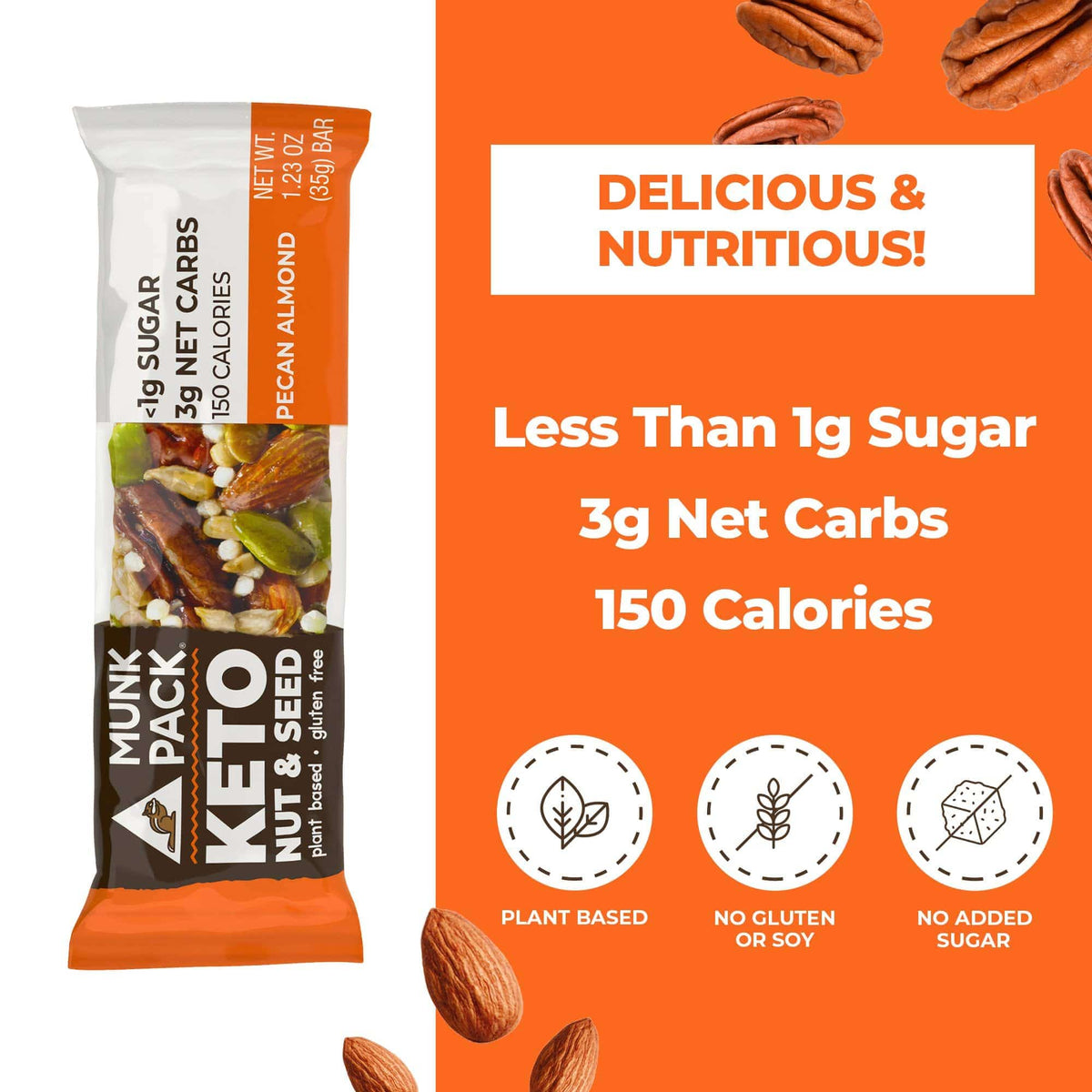 Pecan Almond Keto Nut &amp; Seed Bar, 12-Pack exclusive at Tastermonial