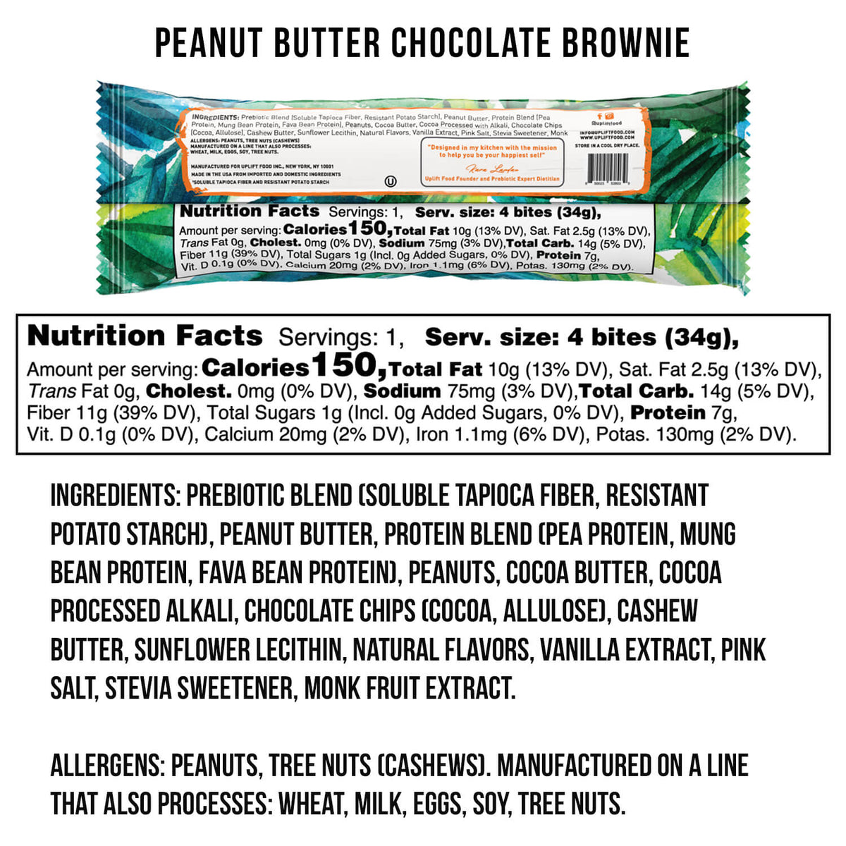 [Uplift Food] Prebiotic Bliss Bites™ | Peanut Butter Chocolate Brownie